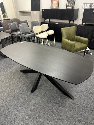Eetkamertafel Jasper 190cm, Mango, zwart